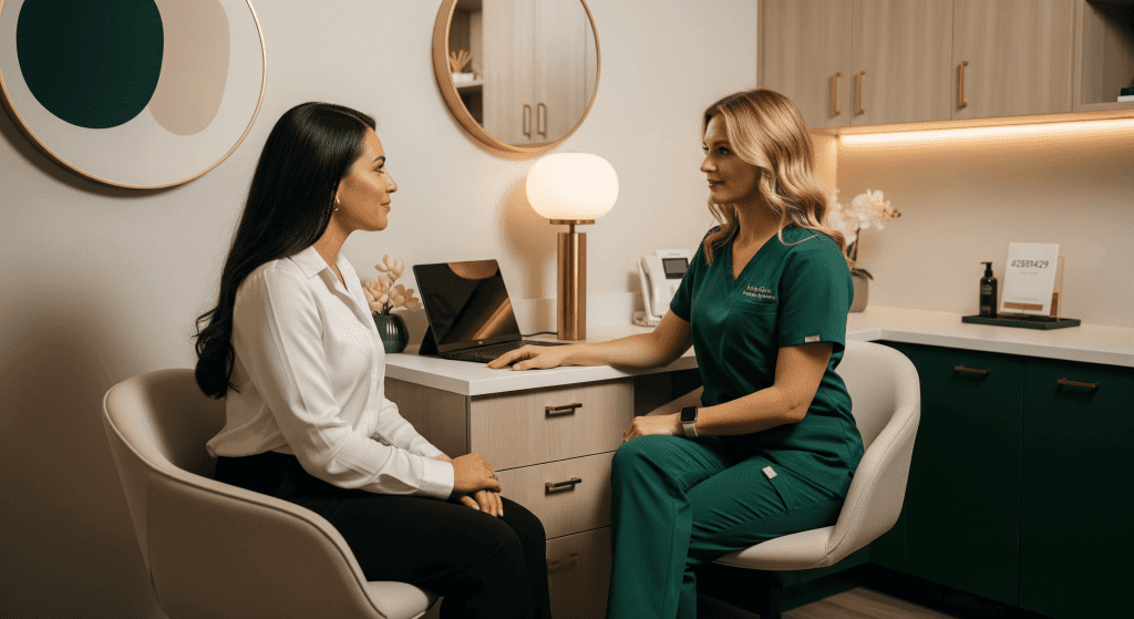 patient and provider discussing skin goals during an aesthetic consultation in tucson