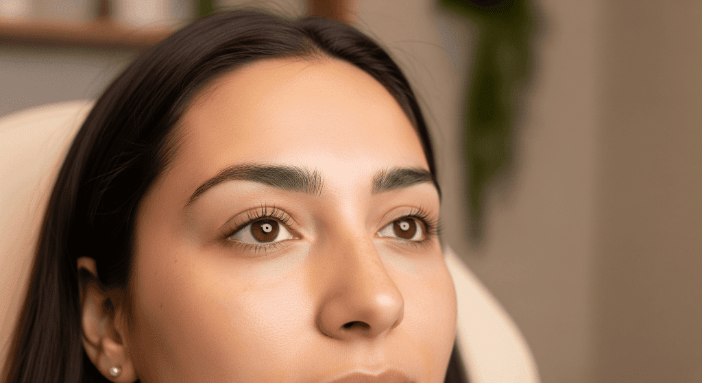 close-up of lashes affected by eyelash hypotrichosis.