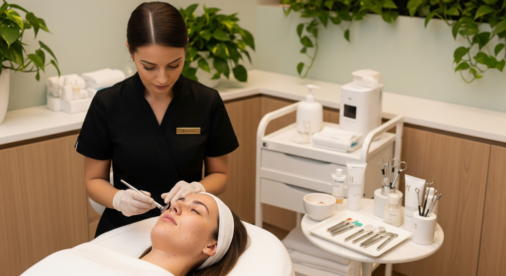 aesthetic treatment demonstrating how to get rid of large pores with treatment in clinic