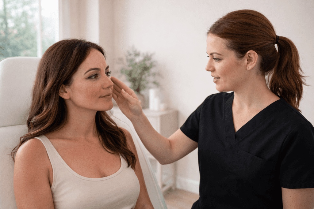 pores look bigger after facial mirror check