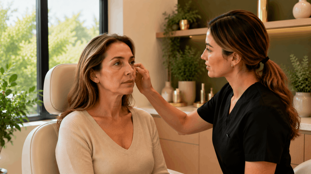 under eye fillers candidate evaluation during aesthetic consultation.