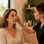 Under eye fillers candidate evaluation during aesthetic consultation.