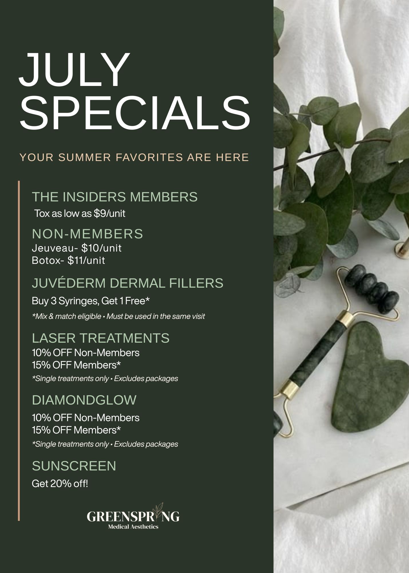 greenspring july specials post 5 x 7 in