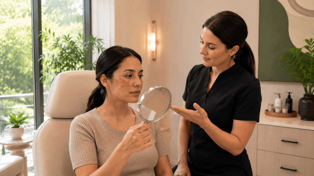 consultation for dark spot removal treatment and pigmentation concerns.