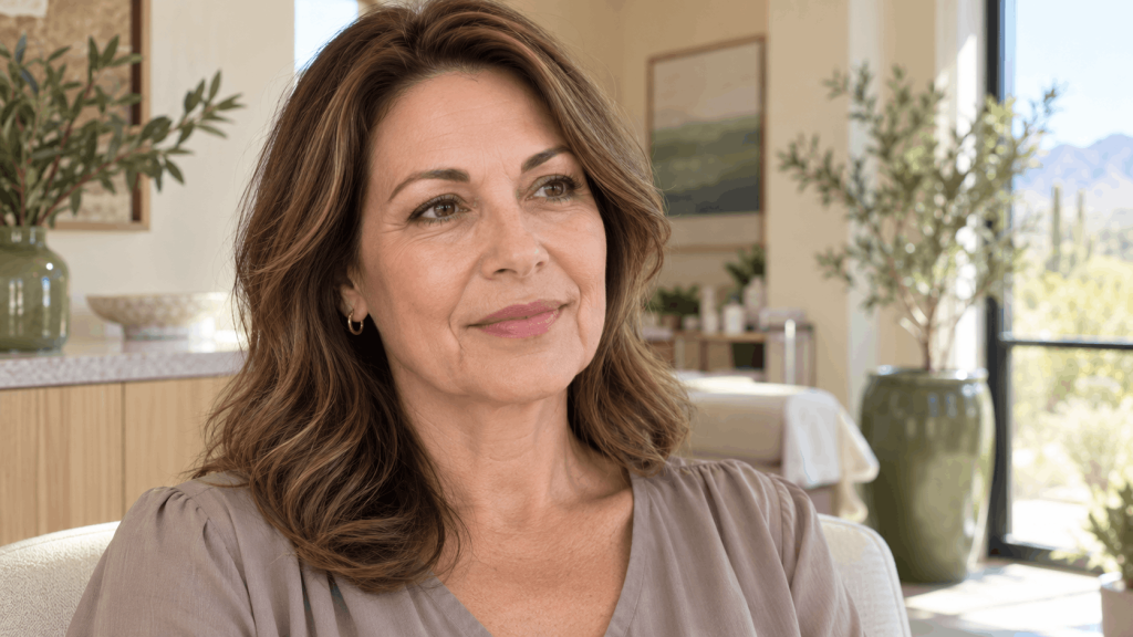 woman with visible marionette lines causes around the mouth and chin