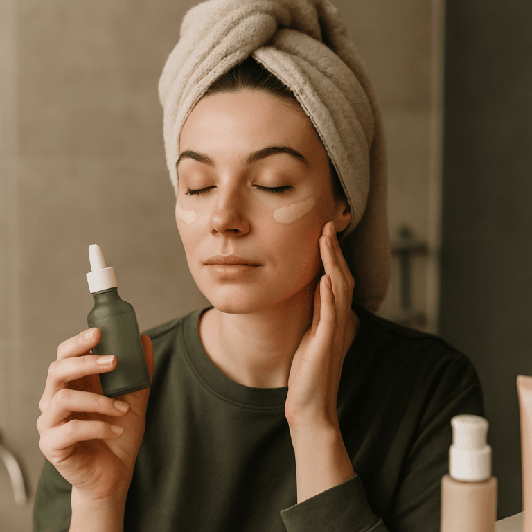 2025 08 greenspringaestheticscom woman applying serum in bathroom v1