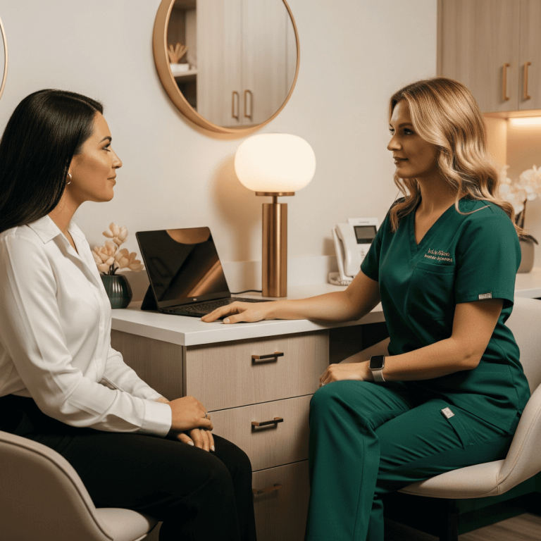Patient and provider discussing skin goals during an aesthetic consultation in Tucson
