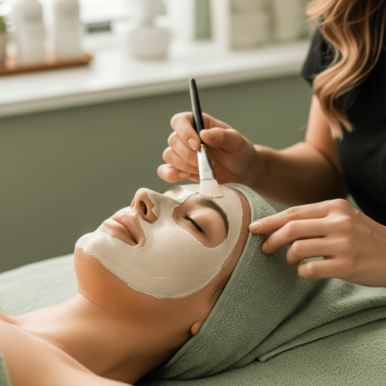 Facial mask application during a pore and texture-targeted treatment