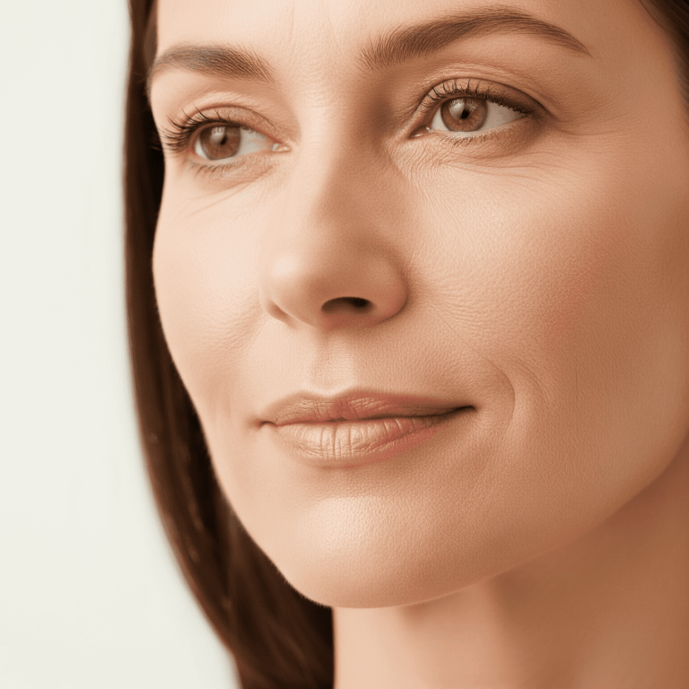 Woman with smooth, lifted skin after non-surgical facelift
