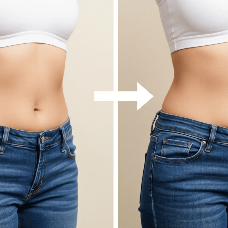 Before and after body contouring results showing fat reduction
