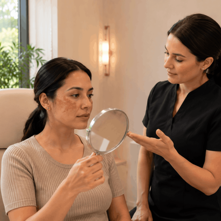 Consultation for dark spot removal treatment and pigmentation concerns.