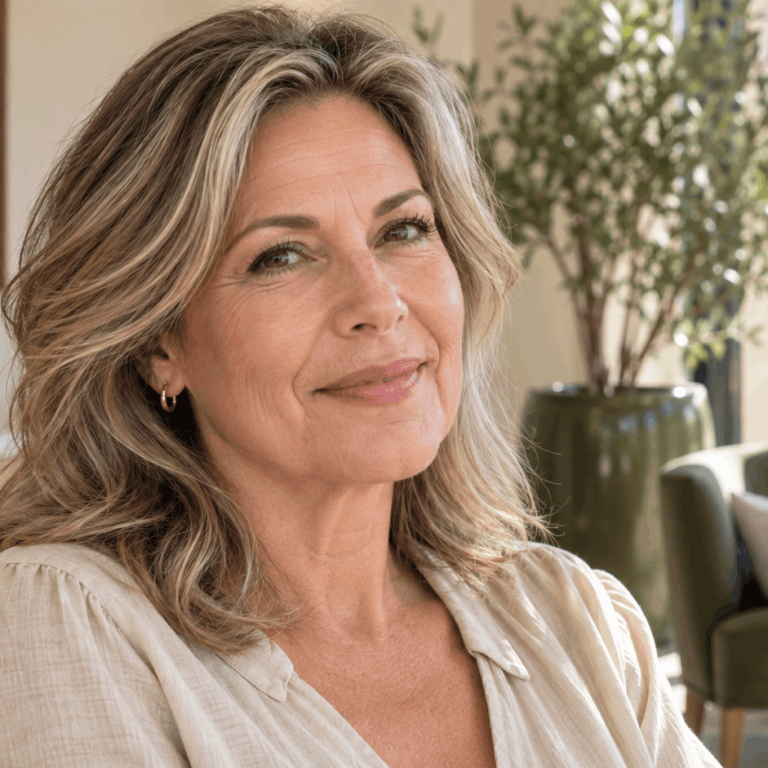 Woman with visible deep facial folds causes linked to facial aging