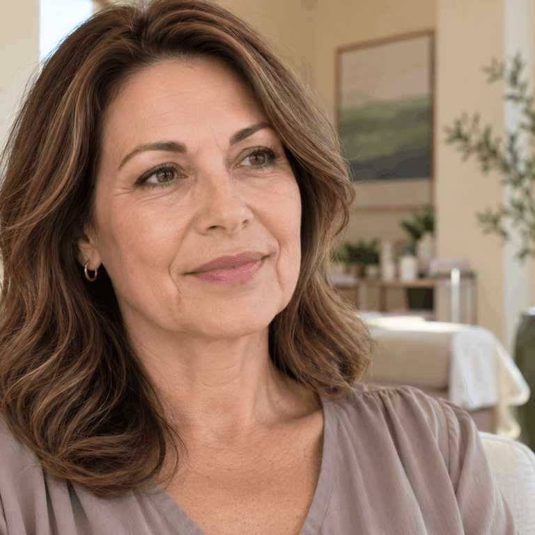 Woman with visible marionette lines causes around the mouth and chin